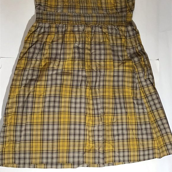 Anthropologie Maeve Mustard Plaid Strapless Dress Size Medium - Picture 6 of 6